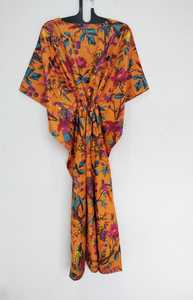 Vestido Kaftán Boho de Algodón, Hecho a Mano en India, Traje de Playa, Cómodo y Holgado, Atuendo de Verano para Mujer - Product Image 5