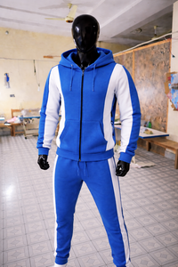 Men’s Blue White Tracksuit Set Zip Up Hoodie & Jogger Pants Gym Sportswear Casual Fitness Outfit <b>Athletic</b> Training Suit - Product Image 6