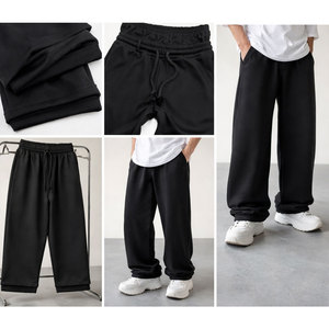 Pantalon de survêtement oversize en double tissu de qualité supérieure pour homme, style streetwear, coupe large, baggy, pour l'entraînement - Product Image 4