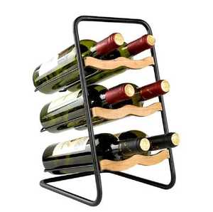 Estante para Botellas de Vino de Encimera, Estilo Rústico, 3 Niveles, Capacidad para 6 Botellas, Soporte de Alta Calidad para Exhibición y Almacenamiento de Botellas de Vino - Product Image 1