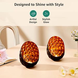 Porte-bougie décoratif en fer forgé en forme de nid d'abeille pour œufs de Pâques, fait main, durable, résistant à la chaleur, pour décoration intérieure - Product Image 3
