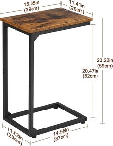 C-Shaped Side <b>Table</b>, Bedside <b>Table</b> Set of 2, <b>Sofa</b> <b>Table</b> for Small Spaces, Coffee <b>Table</b> with Metal Frame for Living Room, Bedroom - Product Image 3