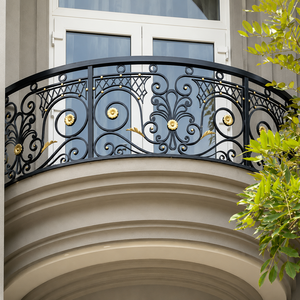 Sophisticated artisan wrought <b>iron</b> balcony railing patterns engineered for peak outdoor weather protection and luxurious charm. - Product Image 3