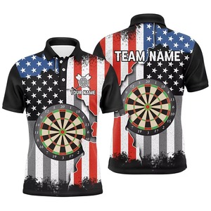 Custom Canada <b>Darts</b> Team Polo Shirt Black Sublimation Print Quick Dry Short Sleeve Sport Wear with Maple Leaf and <b>Dart</b> Design - Product Image 2