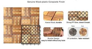 Dalles de terrasse en bois d'acacia contemporaines, antidérapantes, à emboîtement - Product Image 2