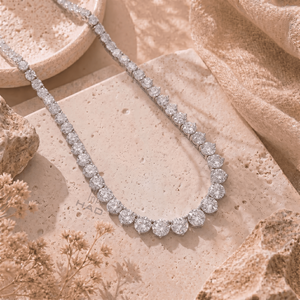 Lab Grown Diamond Round Cut Tennis <b>Necklace</b> White Gold <b>Statement</b> <b>Necklace</b> Luxury Bridal Wedding Anniversary Gift Jewelry - Product Image 4