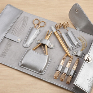 Kit d'outils pour extensions de cheveux, pinces à extensions de cheveux en acier inoxydable, aiguilles, crochet de tirage, accessoires professionnels pour salon de beauté - Product Image 1