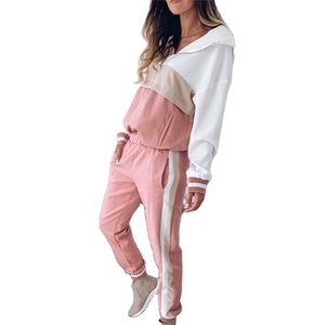 Sudadera con capucha y pantalones para mujer, ropa para Parte Superior Femenina, elástica, media cremallera, varios colores - Product Image 1