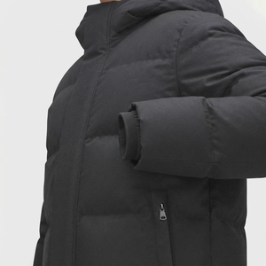 Custom Canvas Puffer <b>Jacket</b> Men <b>Hooded</b> Winter Waterproof Breathable Eco-Friendly Reversible Thick Warm Quilted Front Streetwear - Product Image 5