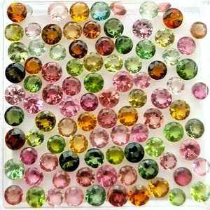 Lot de pierres précieuses naturelles multi-tourmalines rondes facettées, calibrées, certifiées, non traitées, prêtes pour la pose et la fabrication de bijoux - Product Image 4