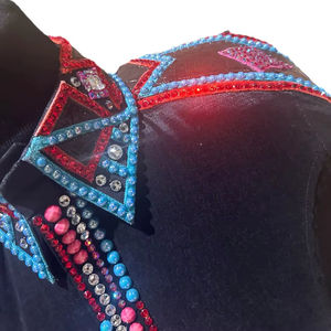 Rétro personnalisé Western Pleasure chemise de spectacle noire pour les femmes personnalisé rodéo reine équitation porter rétro Rail chemise - Product Image 2