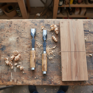 สิ่วแกะสลักเหล็กกล้าคาร์บอนเกรด DIY ยี่ห้อ SAZ ENTERPRISES ด้ามไม้เคลือบกันลื่น ปลายตัดมุมคม สำหรับงานไม้มืออาชีพ รุ่นที่ 1 - Product Image 1