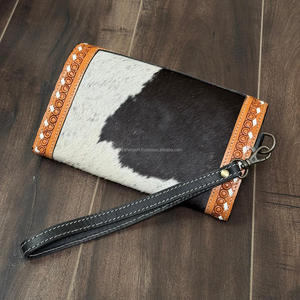 Portefeuille en cuir personnalisé fait à la main pour femmes portefeuille en cuir véritable de vachette style occidental nouveau design pochette multi-usages - Product Image 5