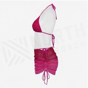 Ensemble de yoga 2 pièces imprimé papillon bleu avec finition dorée, body à col en V profond et jupe portefeuille longueur genou - Product Image 3