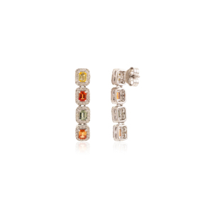 Best Selling High Quality Multi Sapphire Gemstone <b>Long</b> Dangle <b>Earrings</b> Unique Bridal Fine Jewelry For Women's - Product Image 5