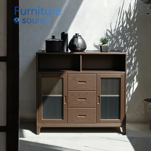 Aparador de madera maciza con tapa de cristal moderno y elegante, diseño nórdico duradero para uso en restaurantes y hoteles, fábrica OEM de Vietnam - Product Image 2