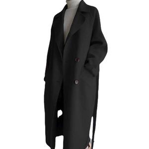 OUDINA Abrigo Largo Maxi Elegante de Invierno para Mujer, Color Sólido, Chaqueta con Cuello de Satén y un Botón, Ropa Exterior Tipo Gabardina con Decoración de Botones - Product Image 1