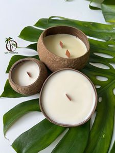 WHOLESALE NATURAL <b>COCONUT</b> <b>SHELL</b> SCENTED CANDLE <b>COCONUT</b> WAX FROM VIETNAM / WHOLESALE PRICE FOR NATURAL HIGH END CANDLE FOR RELAX - Product Image 3