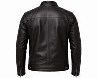 Blouson en cuir rétro pour homme, coupe ajustée, style motard vintage, veste décontractée élégante avec fermeture éclair, classique, pour l'hiver