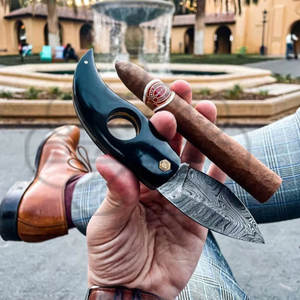 Cortador de Cigarros en Oferta con Logotipo Personalizado, Cortador de Cigarros Multifuncional de Acero de Damasco, Accesorios para Cigarros - Product Image 6
