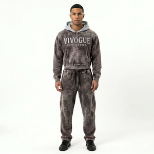 Conjunto Deportivo Personalizado con Logotipo para Hombre, Venta al por Mayor, Felpa de Algodón Grueso de Alta Calidad, Ropa Deportiva de 2 Piezas - Product Image 1