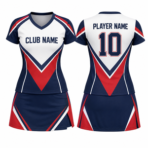 Uniforme de Voleibol Personalizado MEGAMAPLE Unisex, Sublimado, Cuello en V, Manga Corta, Transpirable, Secado Rápido, Poliéster, Bloques de Color - Product Image 1