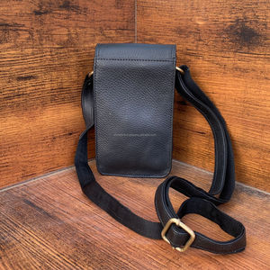 Small Practical Personalized Genuine Cowhide Leather Crossbody Phone <b>Bag</b> Custom Logo Pattern with Button Closure Nylon Lining - Product Image 5