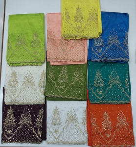 Tissu en satin de soie Gorgura de Somalie de qualité supérieure, dernière tendance, motifs floraux Dobby croisés, ornements en strass, grammage lourd - Product Image 5