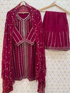 Nouvelle Collection Spéciale Festive : Salwar Kameez Traditionnel en Tissu Faux Georgette Lourd avec Broderies, Livraison Gratuite dans le Monde Entier - Product Image 4