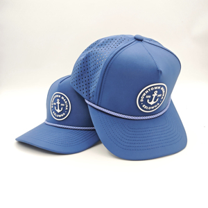 Downtown Marina Blue Mesh Baseball Cap Unisex Fitted 6-Panel <b>Hat</b> Breathable Waterproof Solid Color Casual Spring <b>Summer</b> - Product Image 1