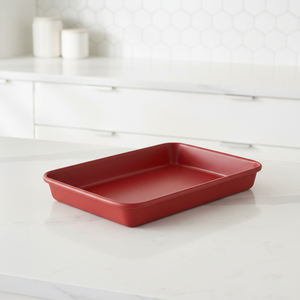 ถาดอบรูปสี่เหลี่ยมผืนผ้าขนาด 7x11 นิ้ว ถาดอบและแผ่นย่างเคลือบสารกันติด ทำจากเหล็กคาร์บอน - สีแดง - Product Image 2