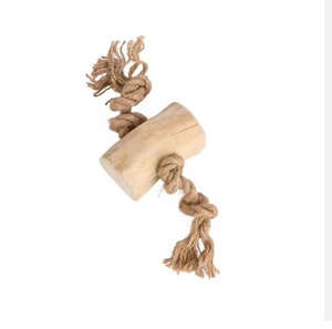 Coffee Wood Dog Chew Toy Rope <b>Tied</b> Pet Teething Toy for Teeth Cleaning and Interactive Play - Product Image 3
