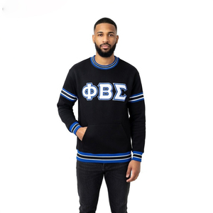 Sweat-shirt à col rond en chenille noir Phi Beta Sigma 1914, vêtements de fraternité grecque avec un design chenille classique, confort et style - Product Image 1