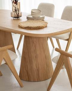 Juego de Mesa de Comedor Ovalada de Madera de Teca con Sillas Tapizadas, Estilo Escandinavo, Muebles para Restaurante, Cafetería, Villa - Product Image 3