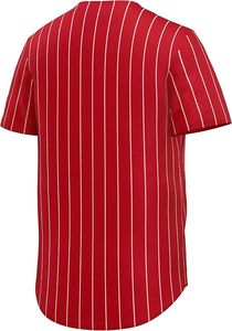 Camiseta de Béisbol a Rayas Rojas para Hombre, Manga Corta, Cierre de Botones, Transpirable, de Poliéster, Ropa Deportiva, Corte Regular para Adultos, para Todas las Temporadas - Product Image 3