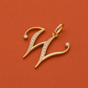 Colgante de Plata S925 con Letra Inicial W y Diamante Moissanita Redondo para Mujer - Product Image 1