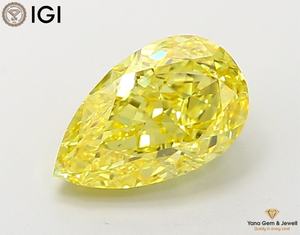 เพชรทรงลูกแพร์ 2.00 กะรัต ผลิตในห้องปฏิบัติการด้วยวิธี CVD สีเหลืองสดใส ระดับความสะอาด VS2 พร้อมใบรับรอง IGI สำหรับแหวนระดับมาสเตอร์พีซ - Product Image 1