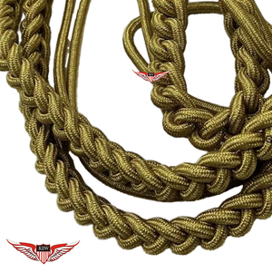 Aiguillette de parade tressée en Mylar doré, bleu marine avec fil torsadé doré et pointes dorées, cordon d'épaule pour épaulettes - Product Image 5