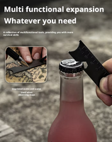 Kit de démarrage de feu avec manche en bois, outil multifonction de survie en ferrocérium avec allumeur, ouvre-bouteille, clé pour le camping, la randonnée et le bushcraft