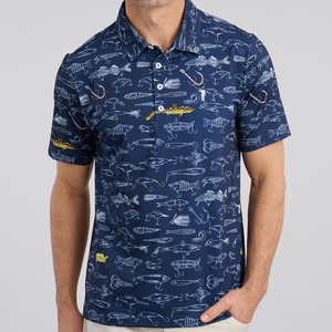 Chemise de golf décontractée d'été personnalisée en usine, imprimée, anti-plis, avec poches, en polyester et élasthanne, à manches courtes pour hommes, vente en gros - Product Image 6