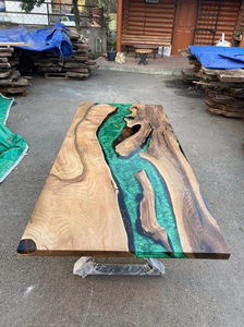 OEM River Ocean <b>Island</b> <b>Table</b> Top Solid Walnut Wood Epoxy Resin Dinner <b>Table</b> Set Recina Epoxica Para Mesas Epoxy Resin - Product Image 2