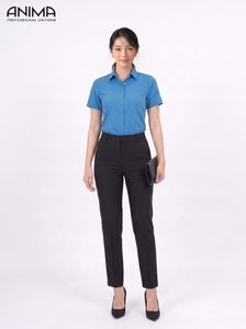 Chemise en bambou bleu marine pour femme ANIMA, respirante, décontractée et professionnelle - Product Image 3