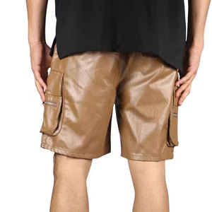Shorts en cuir décontractés haut de gamme pour hommes avec surface lisse, coutures renforcées, légers et respirants pour une durabilité accrue - Product Image 3