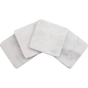 Stylish <b>White</b> Marble Stone <b>Coasters</b> Set of 4 with Gold Stripes Classic Drink Pads Table Protection for Home Decor Drink Holders - Product Image 3