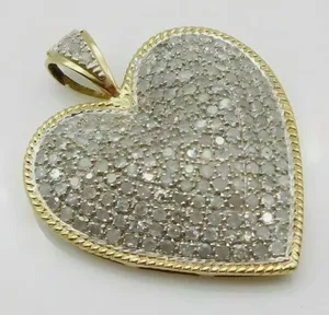 Collier pendentif cœur en moissanite, argent sterling 925 plaqué or, serti pavé, bijoux de luxe pour femmes - Product Image 4