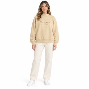 Sudadera de cuello alto para mujer con logo personalizado, estilo oversize, bordado, transpirable, de poliéster y algodón, tipo jersey. - Product Image 2