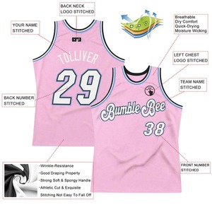 Custom <b>Light</b> Pink Royal-White Authentic Throwback Basketball Jersey <b>Professional</b> Digital Print Athletic Team Uniform Mesh Fabric - Product Image 3