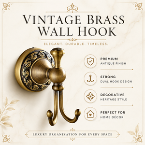 Vintage Double Wall Hook Hanger Antique Brass <b>Gold</b> Finish Decorative Coat Key Bag Holder Elegant Home Storage Organizer Decor - Product Image 5