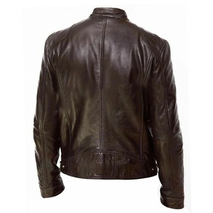 Custom American <b>Men's</b> Leather Jacket Punk Teenager's Collar Plain Dye Canvas for Foreign Trade Product jacket for <b>men</b> - Product Image 5