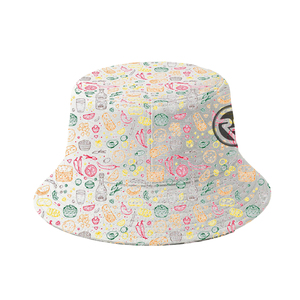 หมวกบักเก็ตพิมพ์ลายอาหารเม็กซิกัน โลโก้แบบกำหนดเอง ลายเส้นอาหาร หมวกกันแดดแบบซับลิเมชั่นสำหรับทุกเพศ หมวกชาวประมงสำหรับโปรโมทร้านอาหาร - Product Image 2